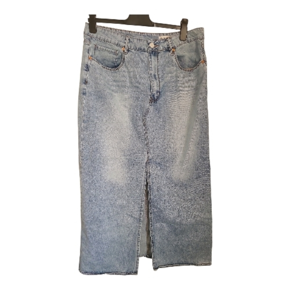 Blank NYC Light Wash Front Slit MAXI Denim Skirt